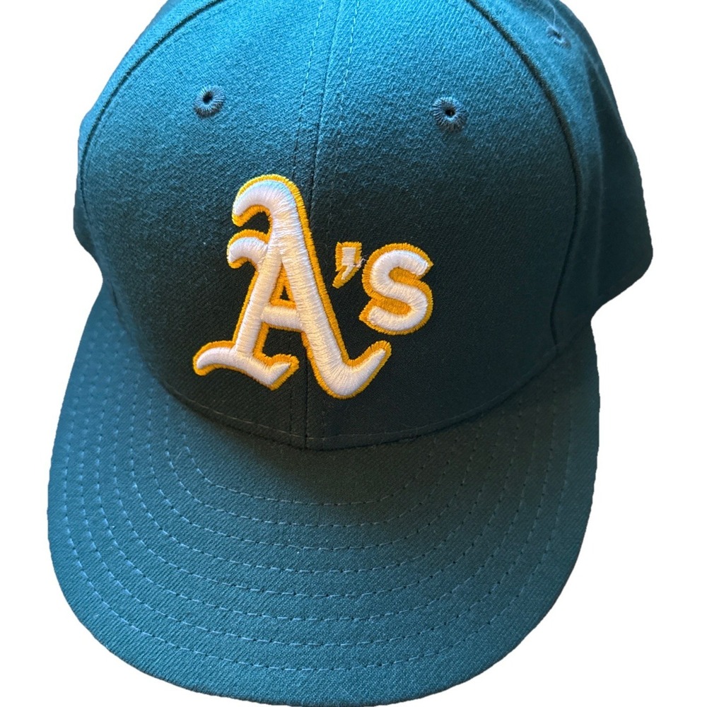 Oakland A's New Era 59FIFTY Hat 7 1/8 Green Low Crown MLB On-Field USA Baseball